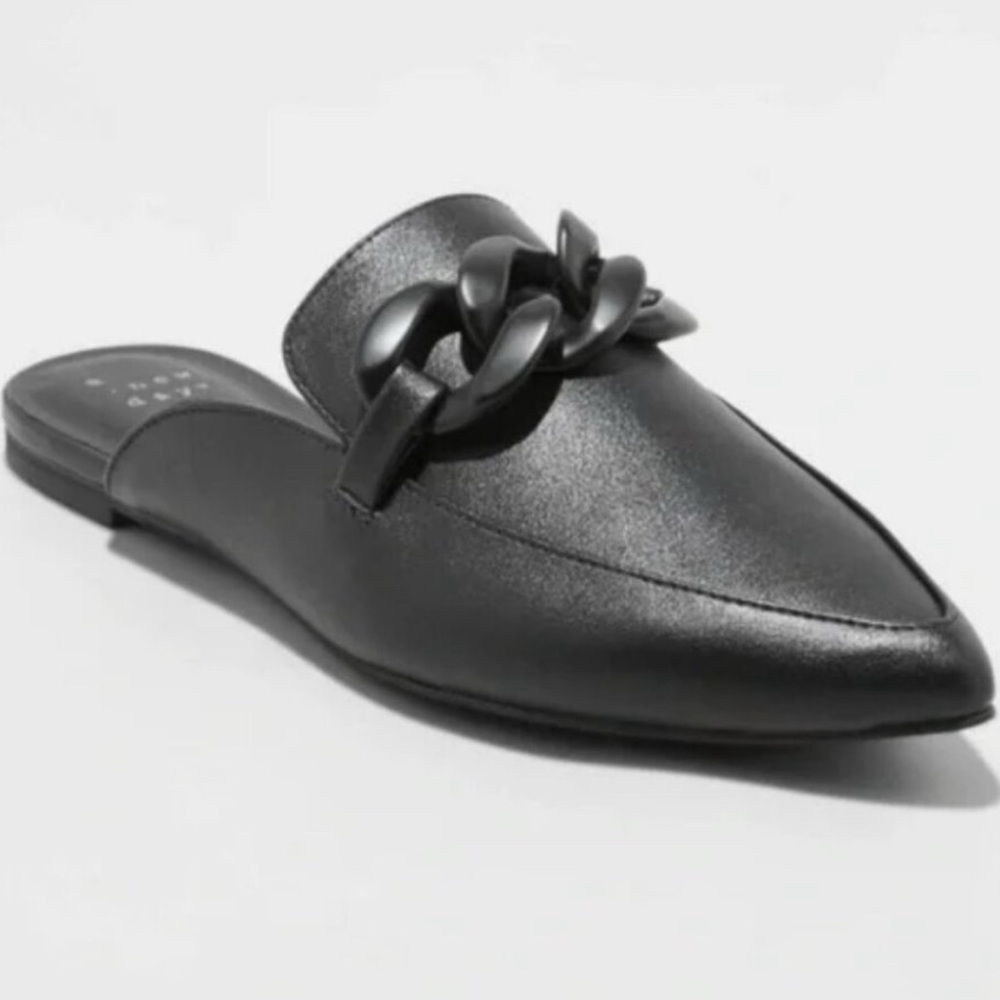 A NEW DAY Amber Black Slip-On Memory Foam Pointy Mules- Size 6 1/2 - Picture 3 of 5